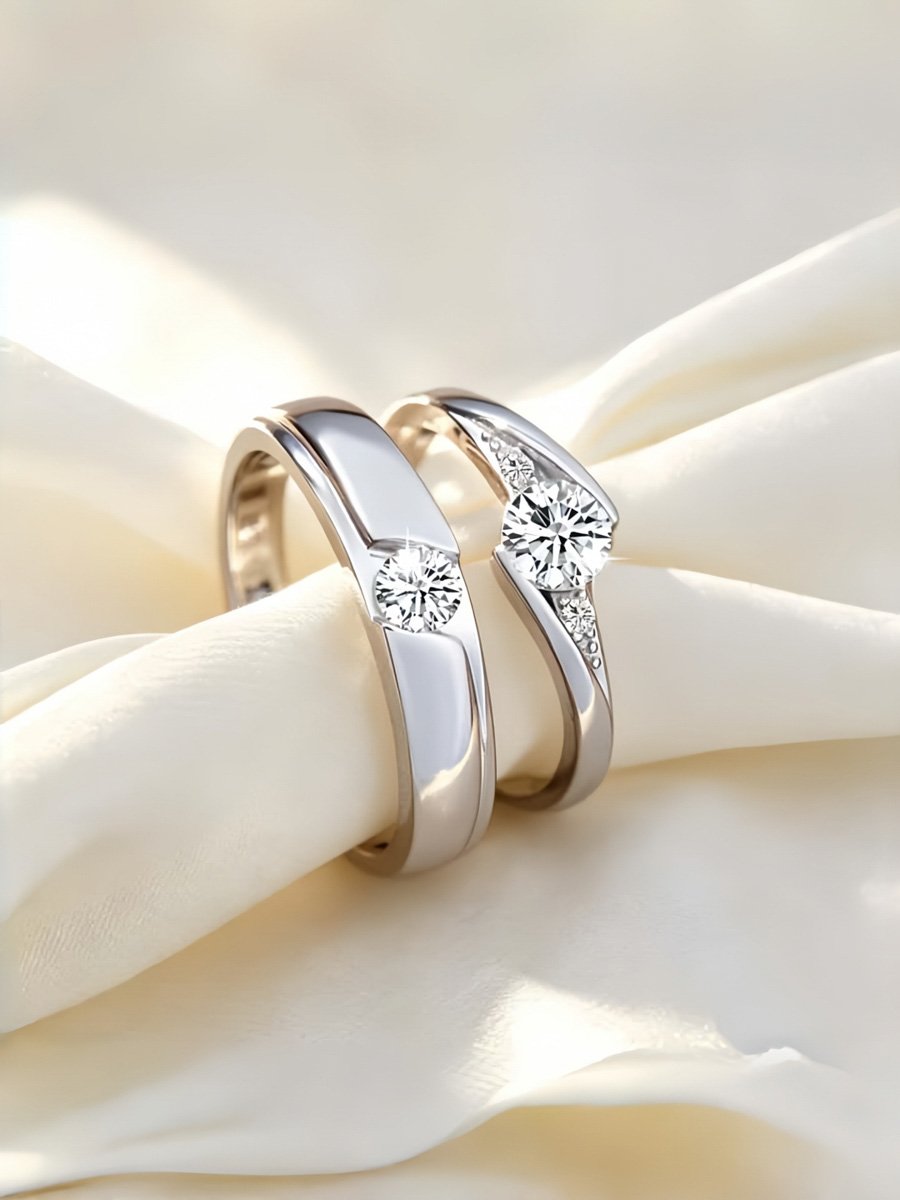 Silver Set of 2 Plain Ring