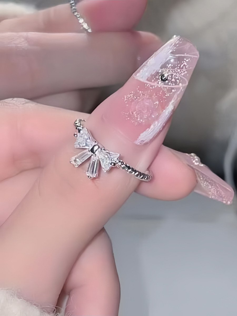 High-end feeling small butterfly zirconia ring for women, super fairy, delicate ring, adjustable opening, ring for index finger, cool style