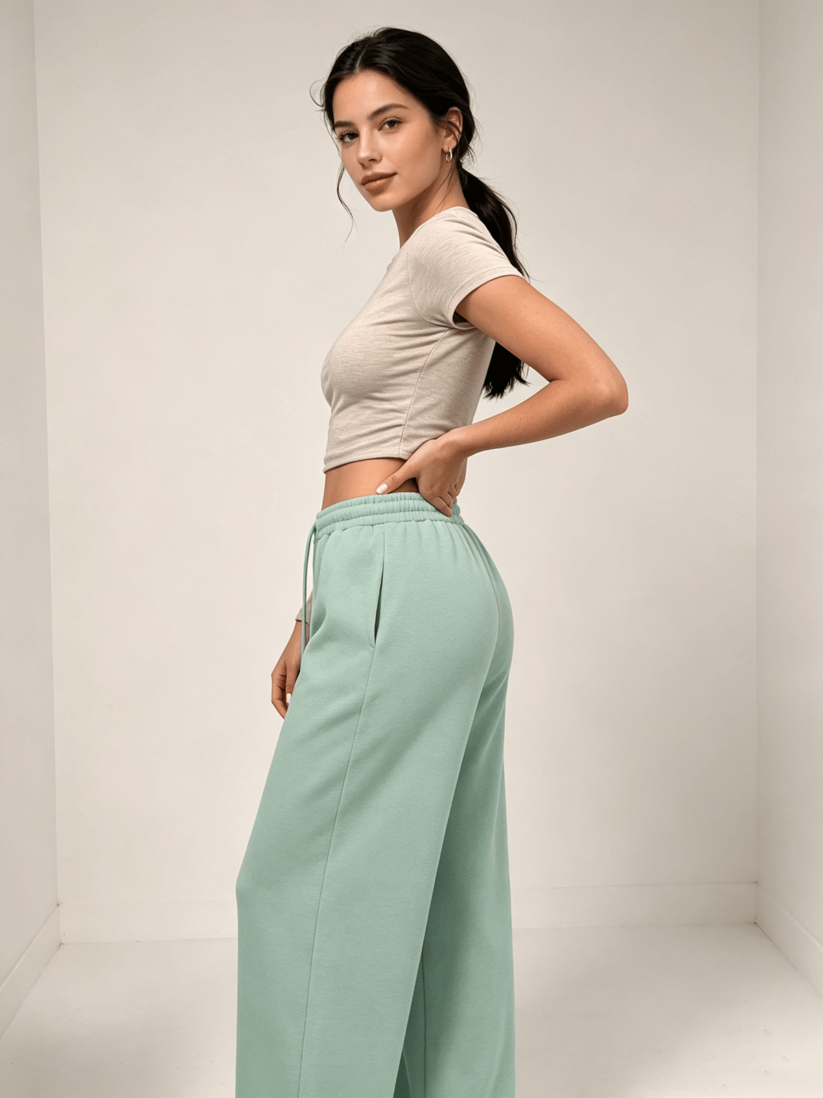 Teal Solid Regular Trousers