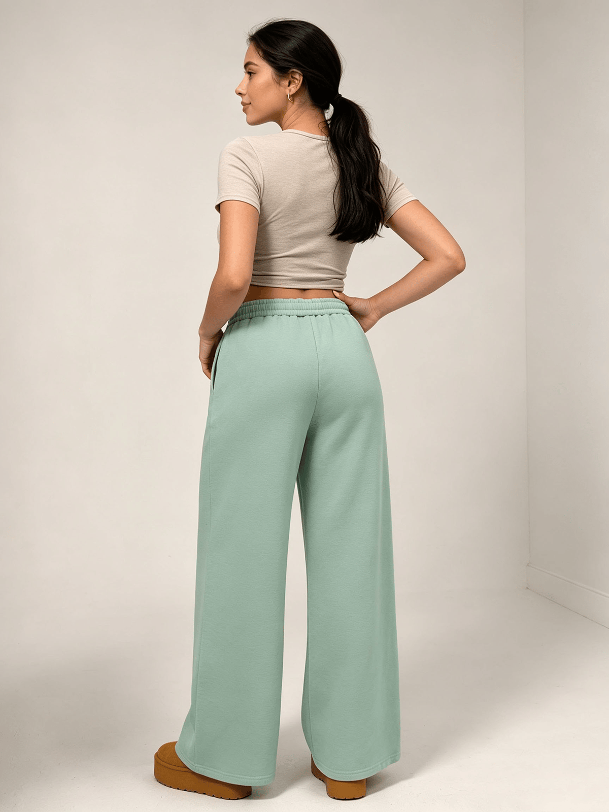 Teal Solid Regular Trousers