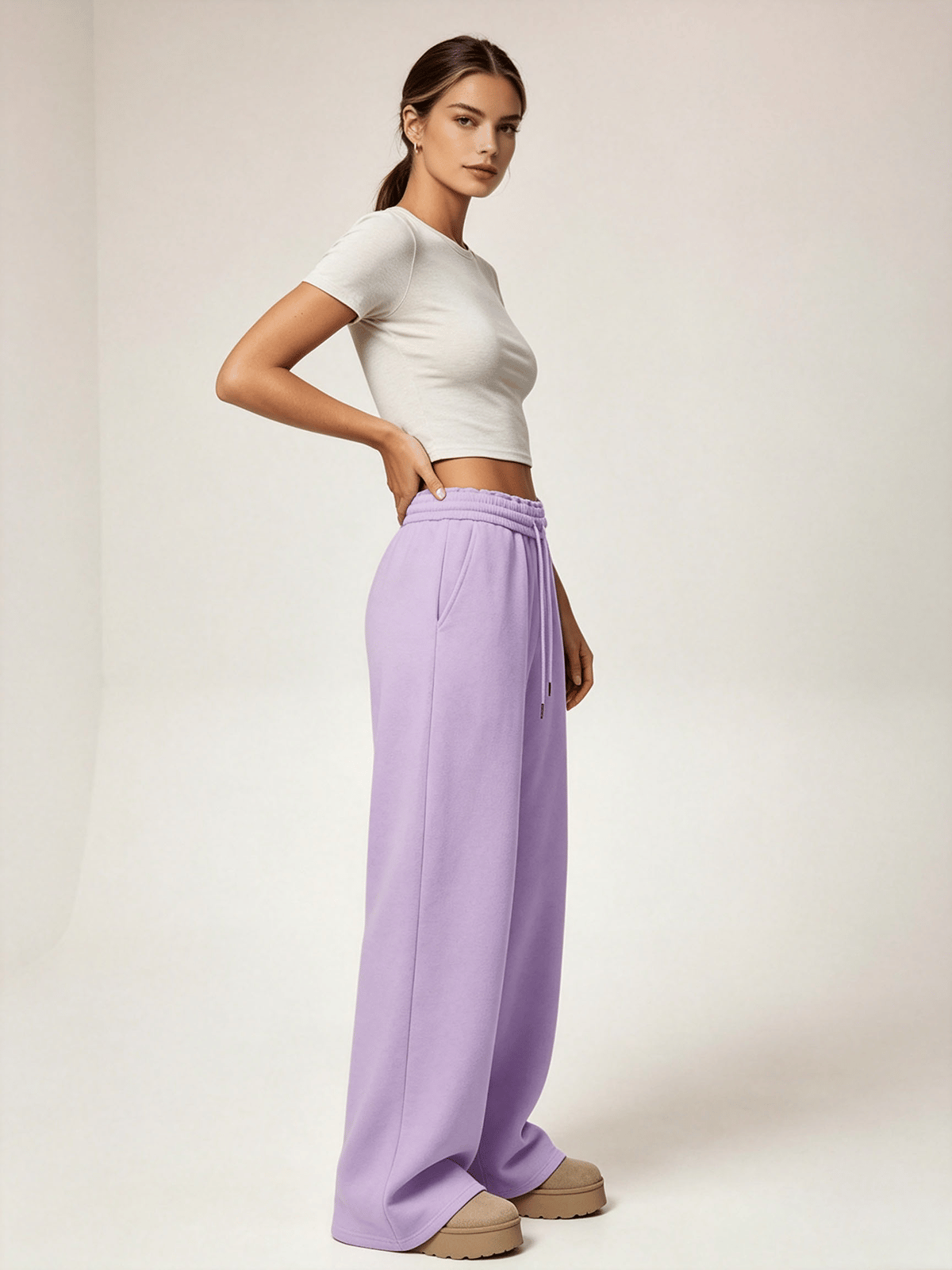 Lilac Solid Regular Trousers