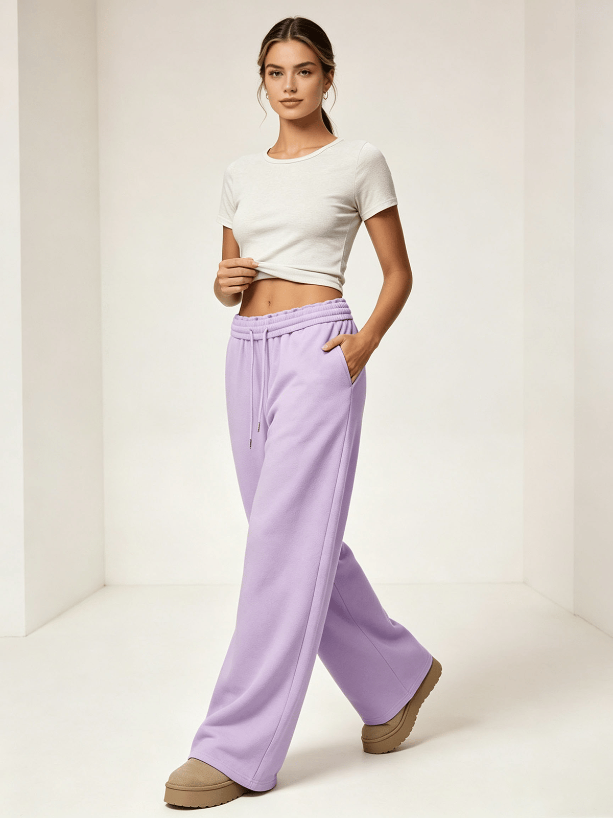 Lilac Solid Regular Trousers