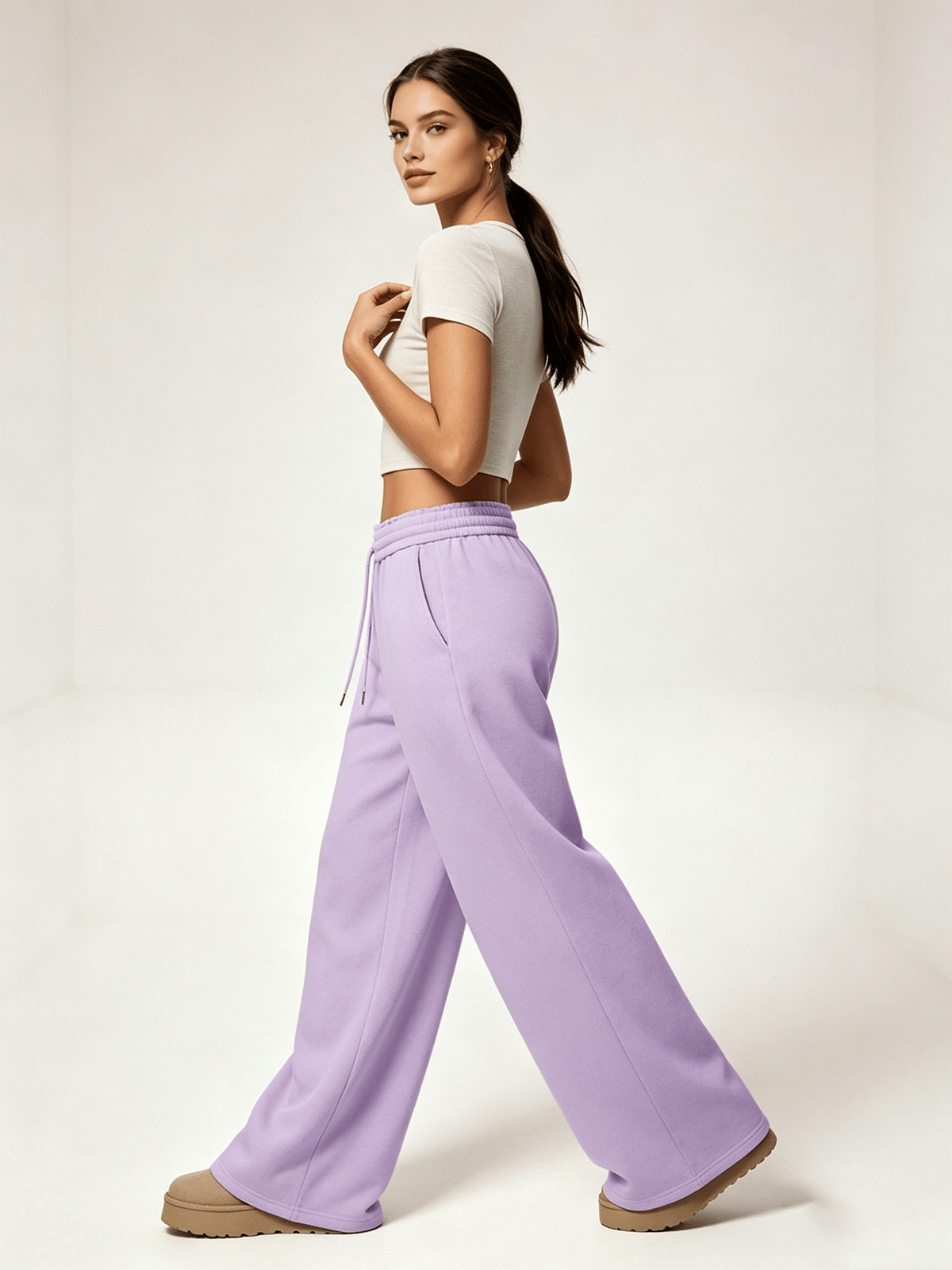 Lilac Solid Regular Trousers