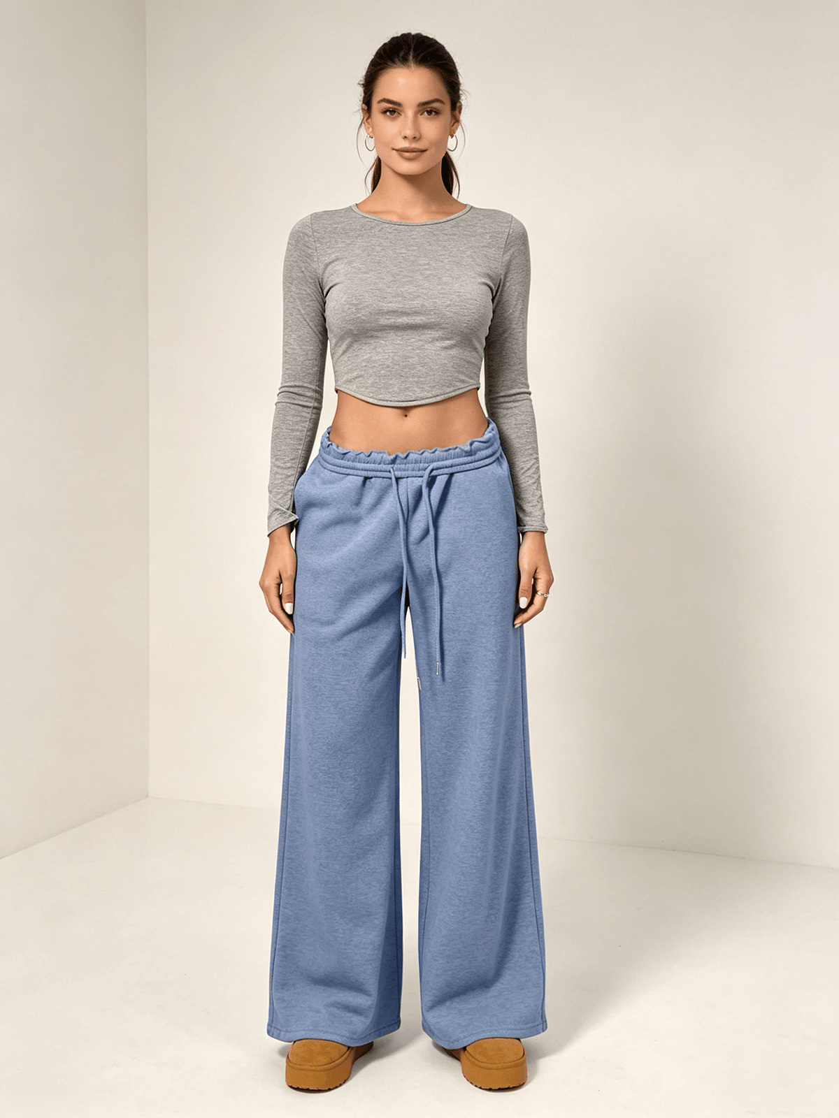 Light Blue Solid Regular Trousers