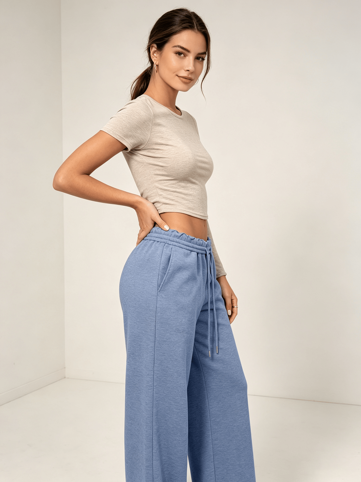 Light Blue Solid Regular Trousers