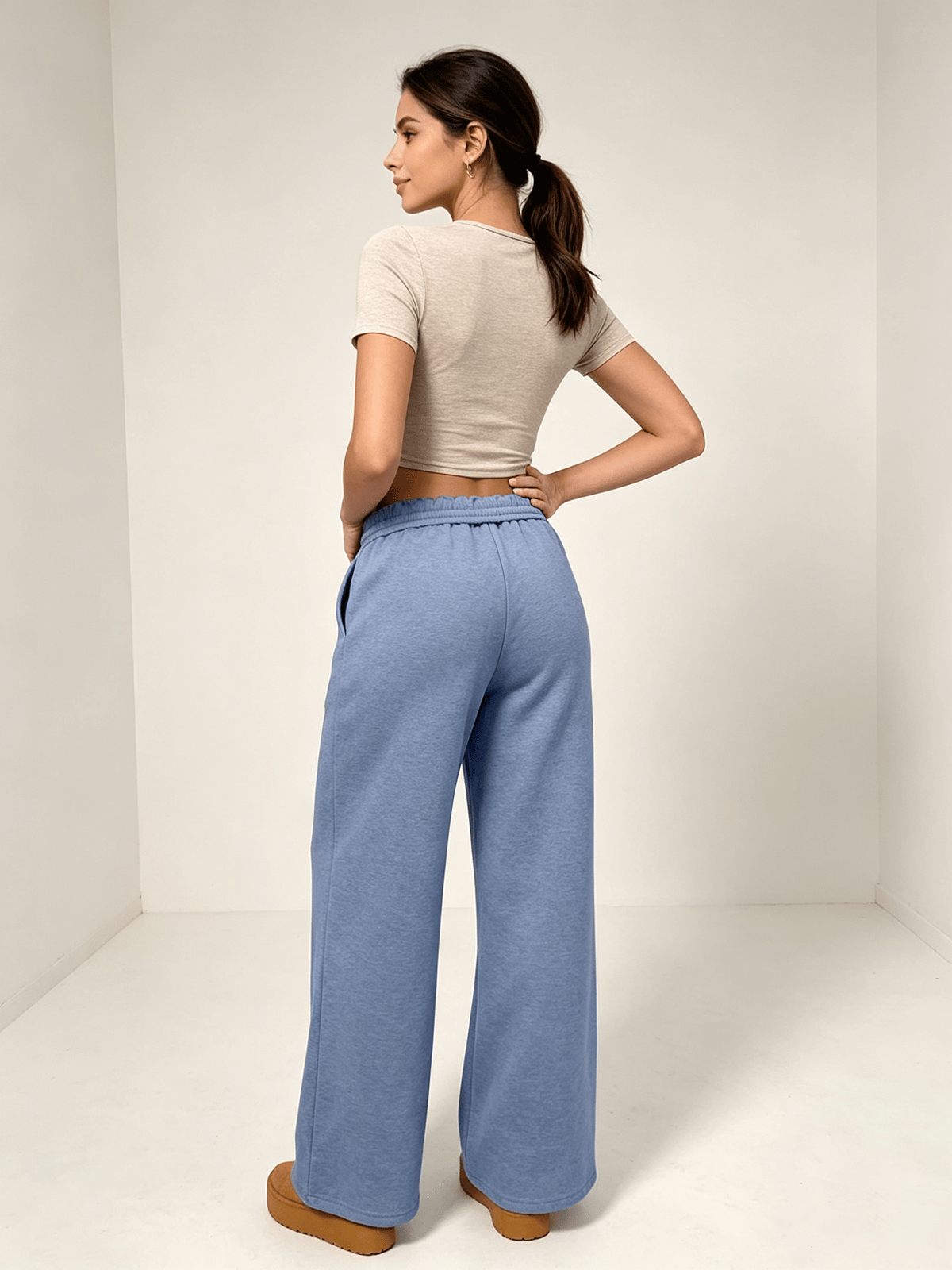 Light Blue Solid Regular Trousers