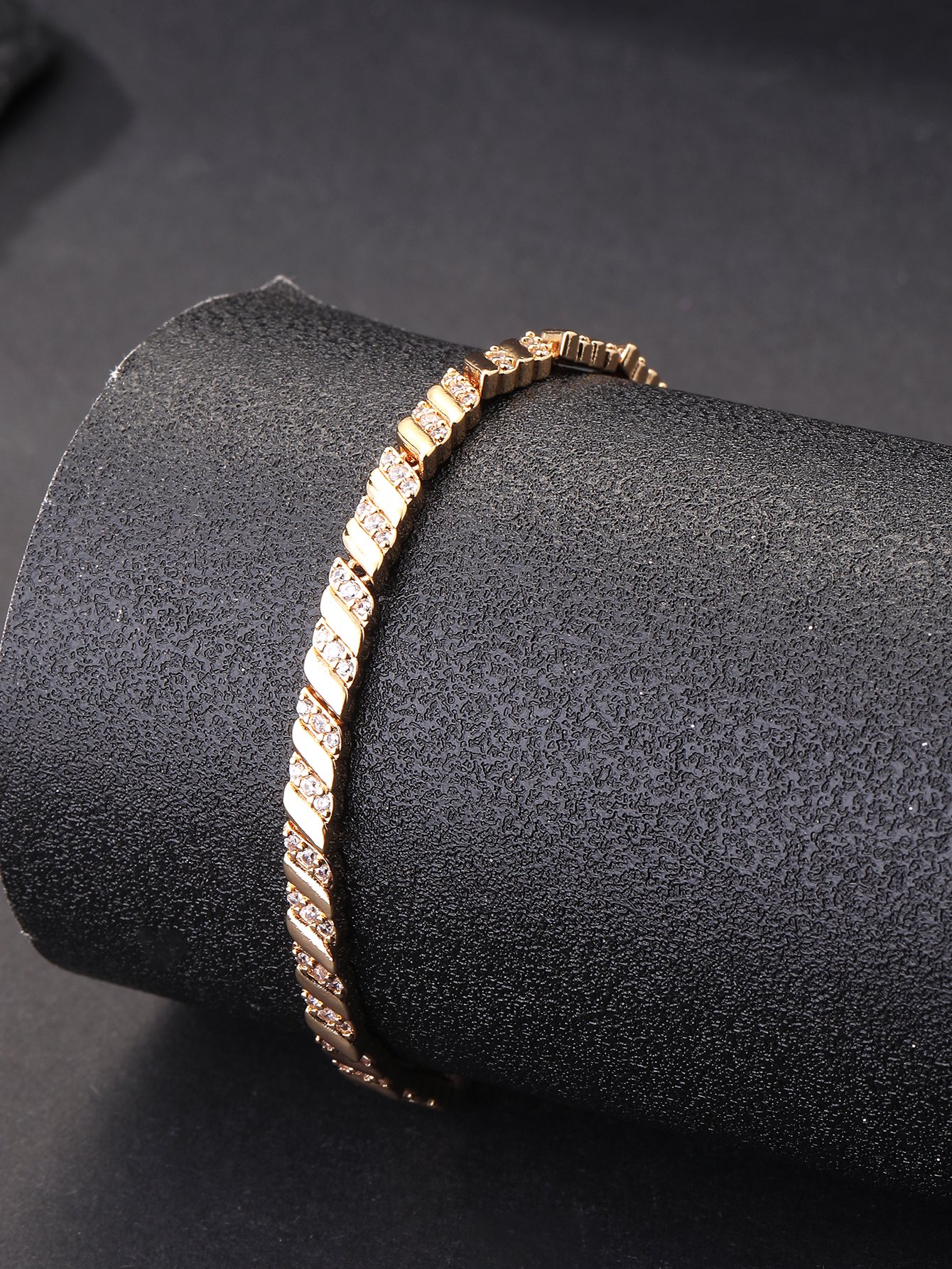 Gold Zirconia Wave Bracelet for Women - and Sparkly