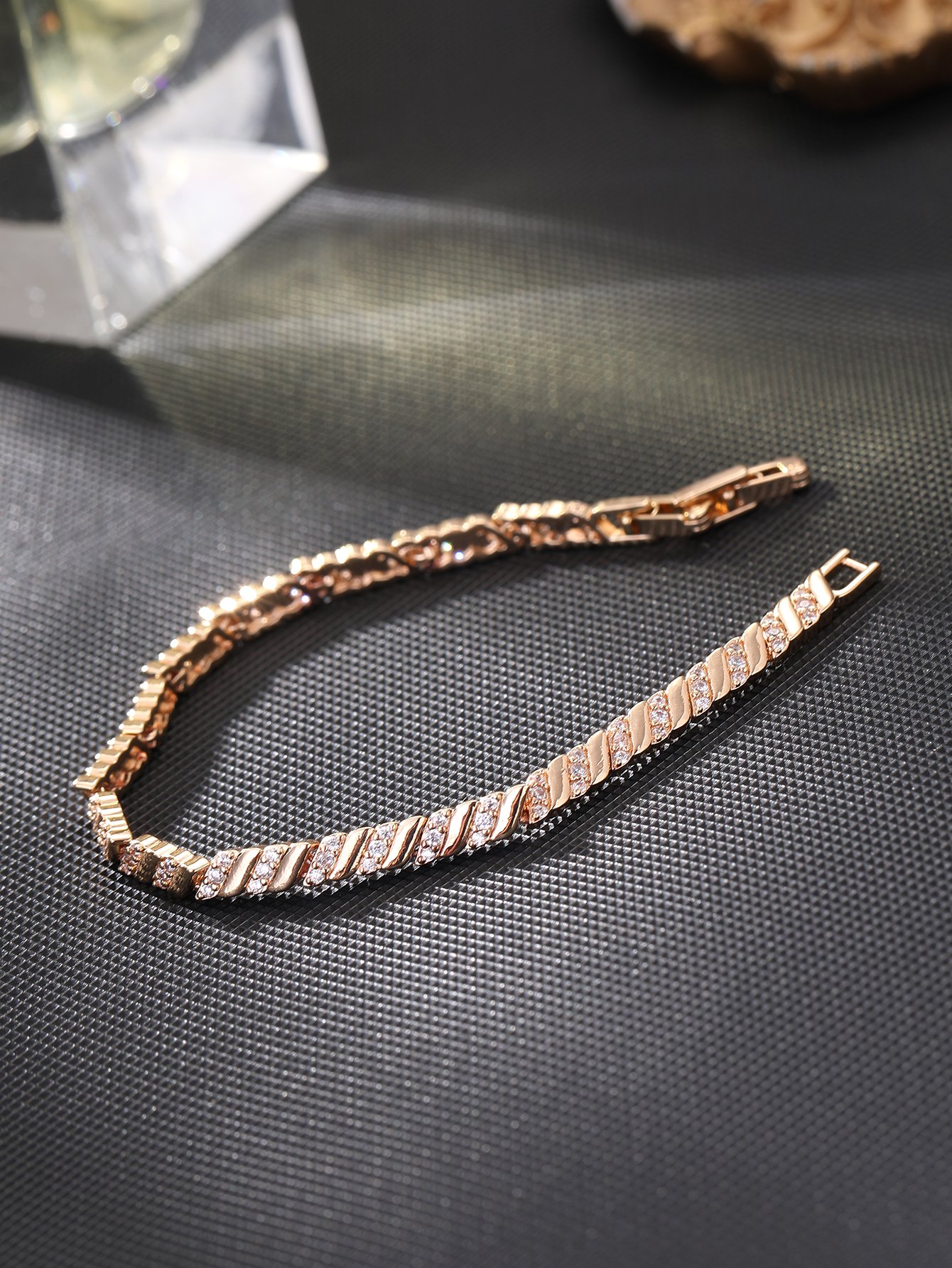 Gold Zirconia Wave Bracelet for Women - and Sparkly