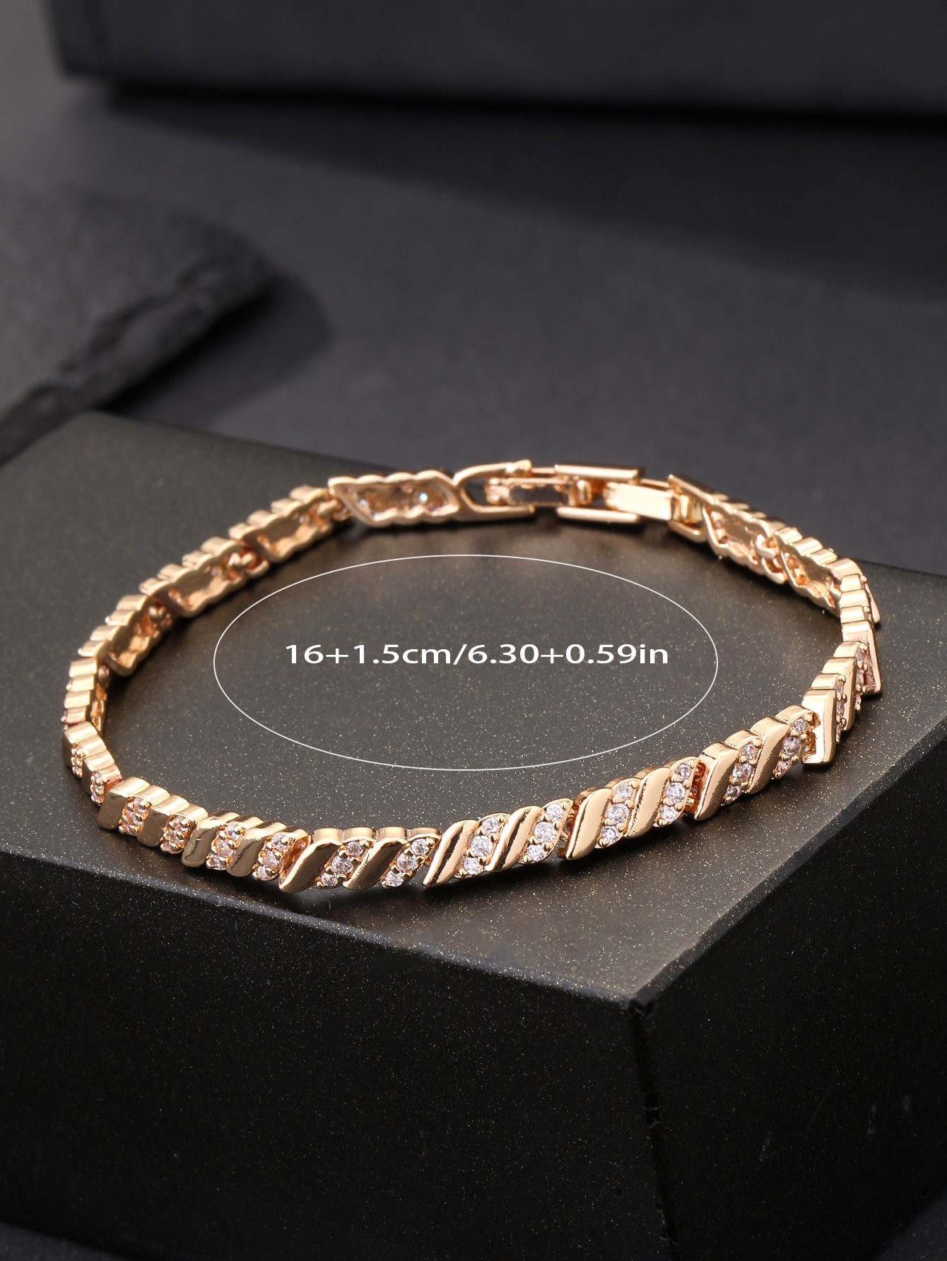 Gold Zirconia Wave Bracelet for Women - and Sparkly