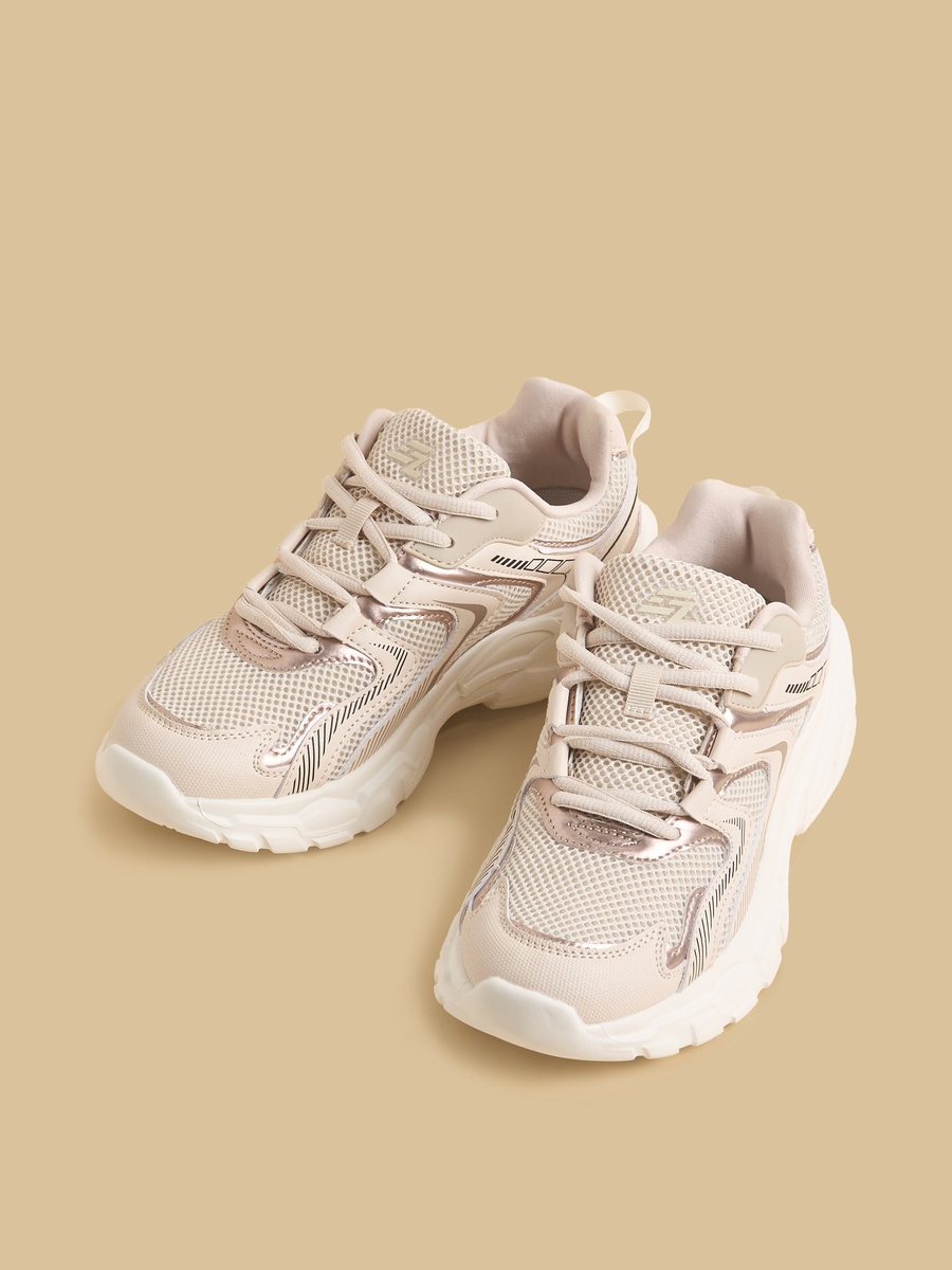 Panelled Lace-Up Sneakers