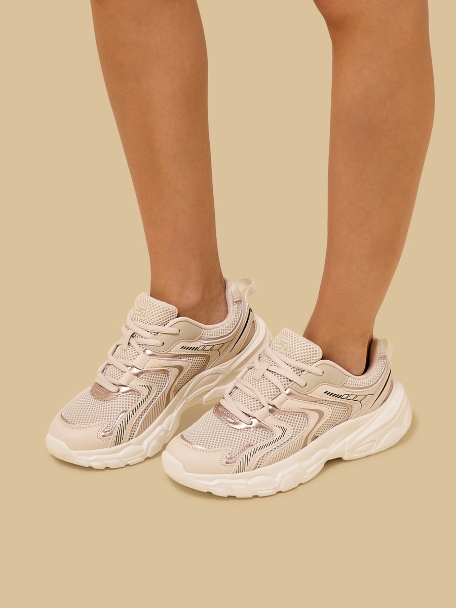 Panelled Lace-Up Sneakers