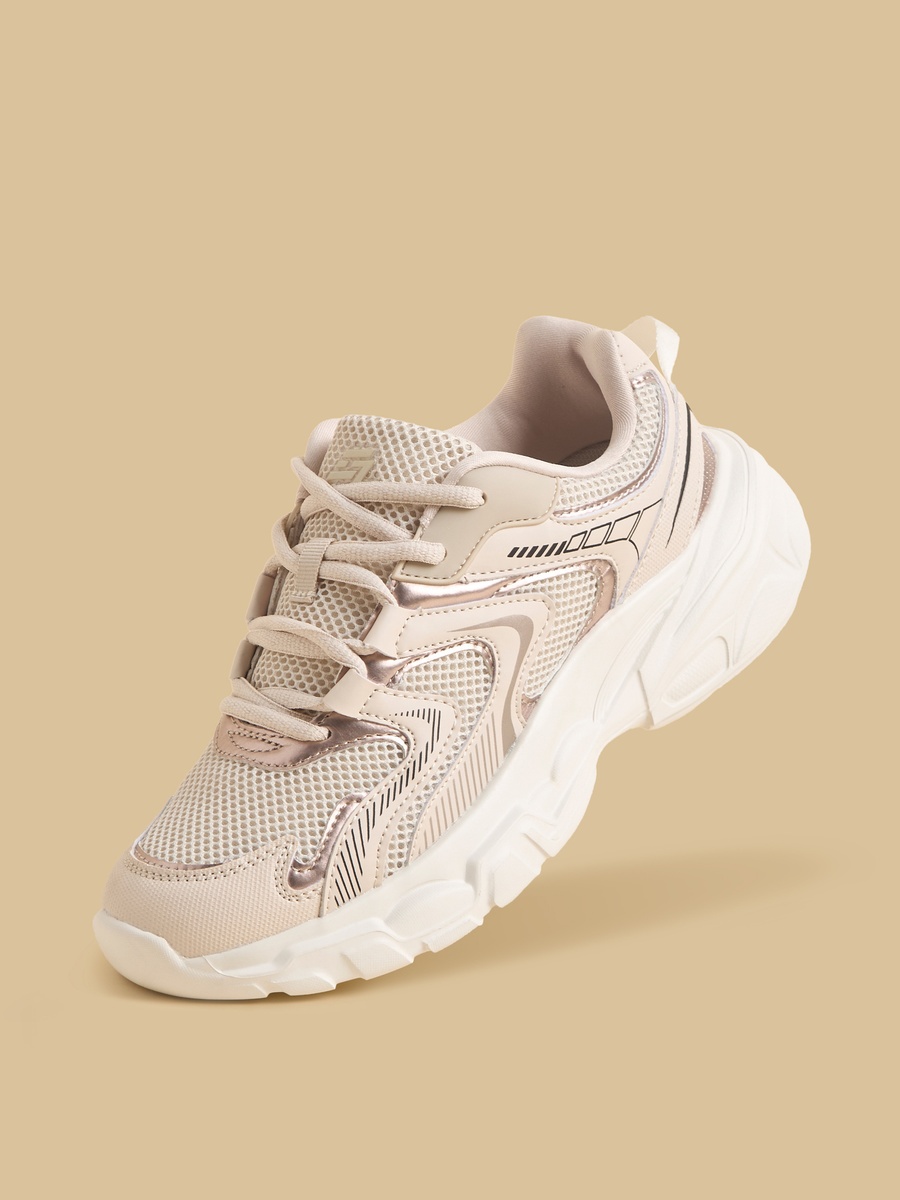 Panelled Lace-Up Sneakers