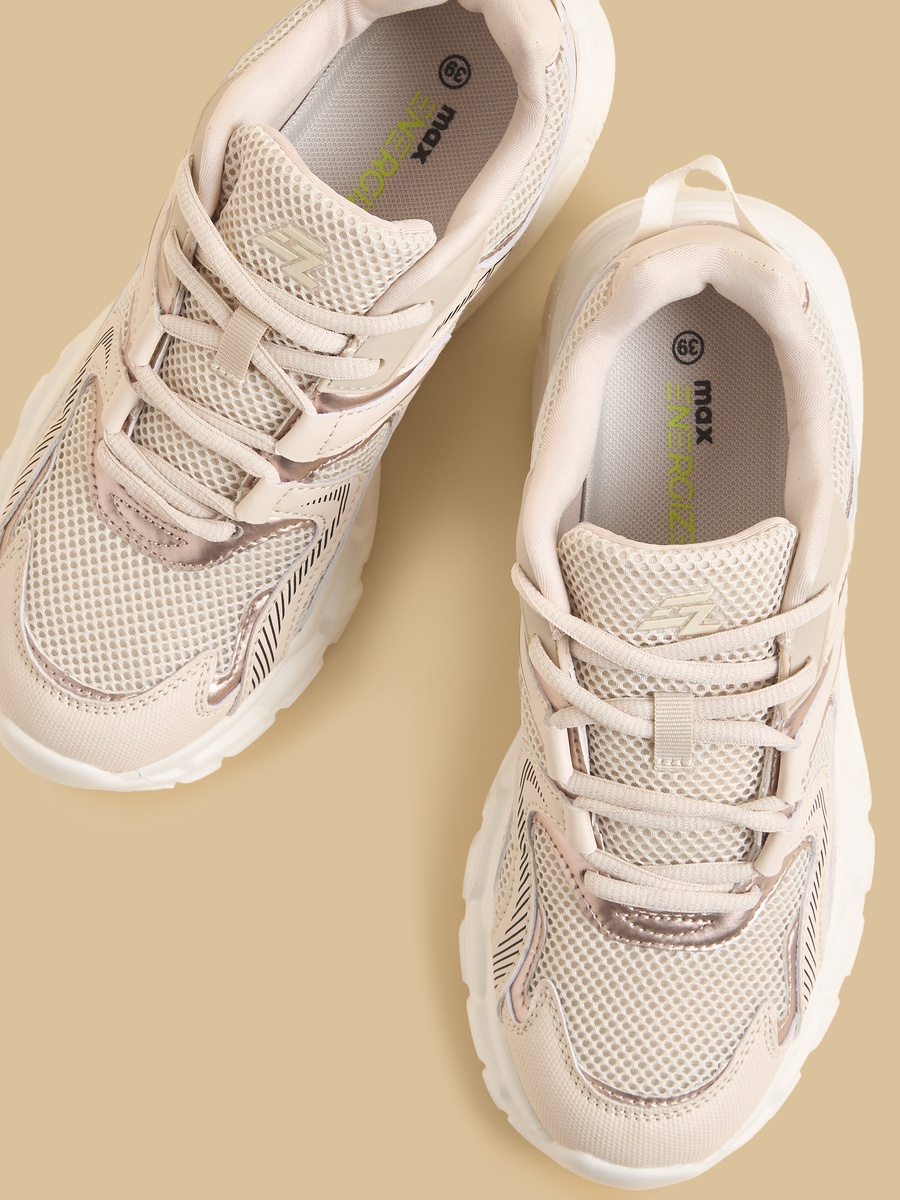 Panelled Lace-Up Sneakers