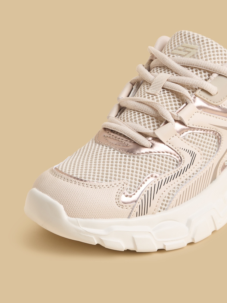 Panelled Lace-Up Sneakers