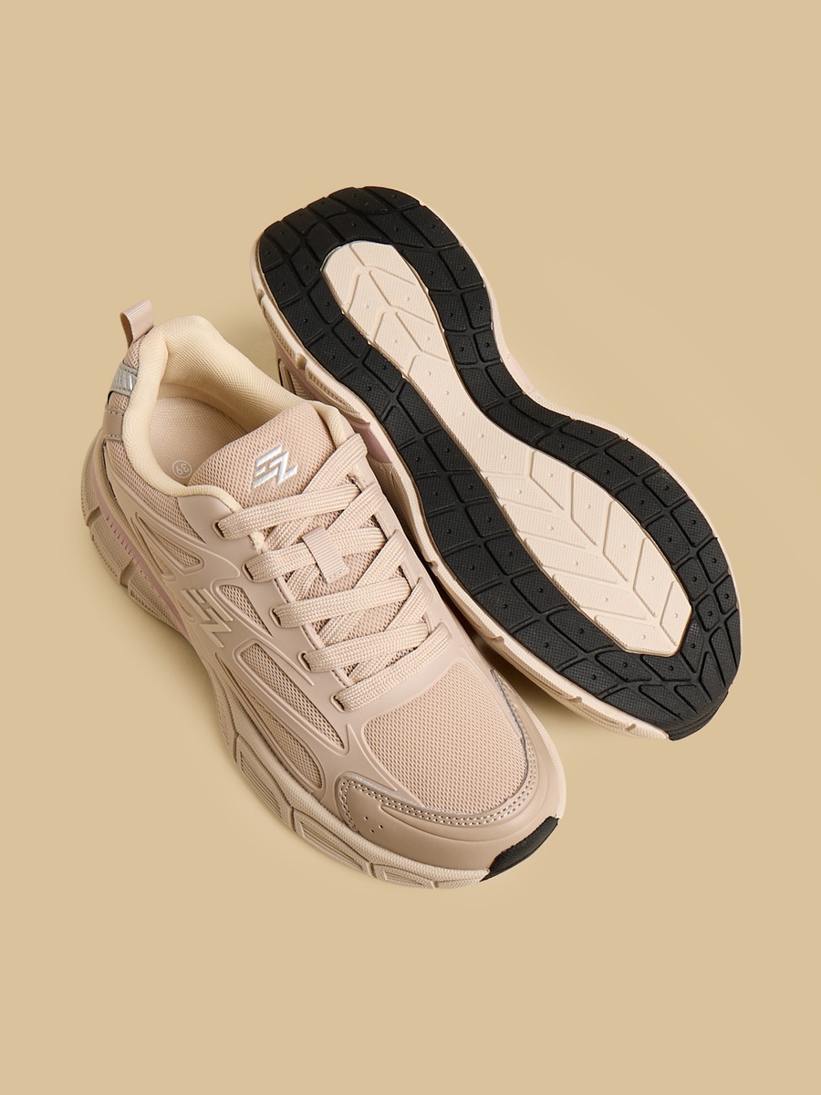 Panelled Lace-Up Sports Shoes