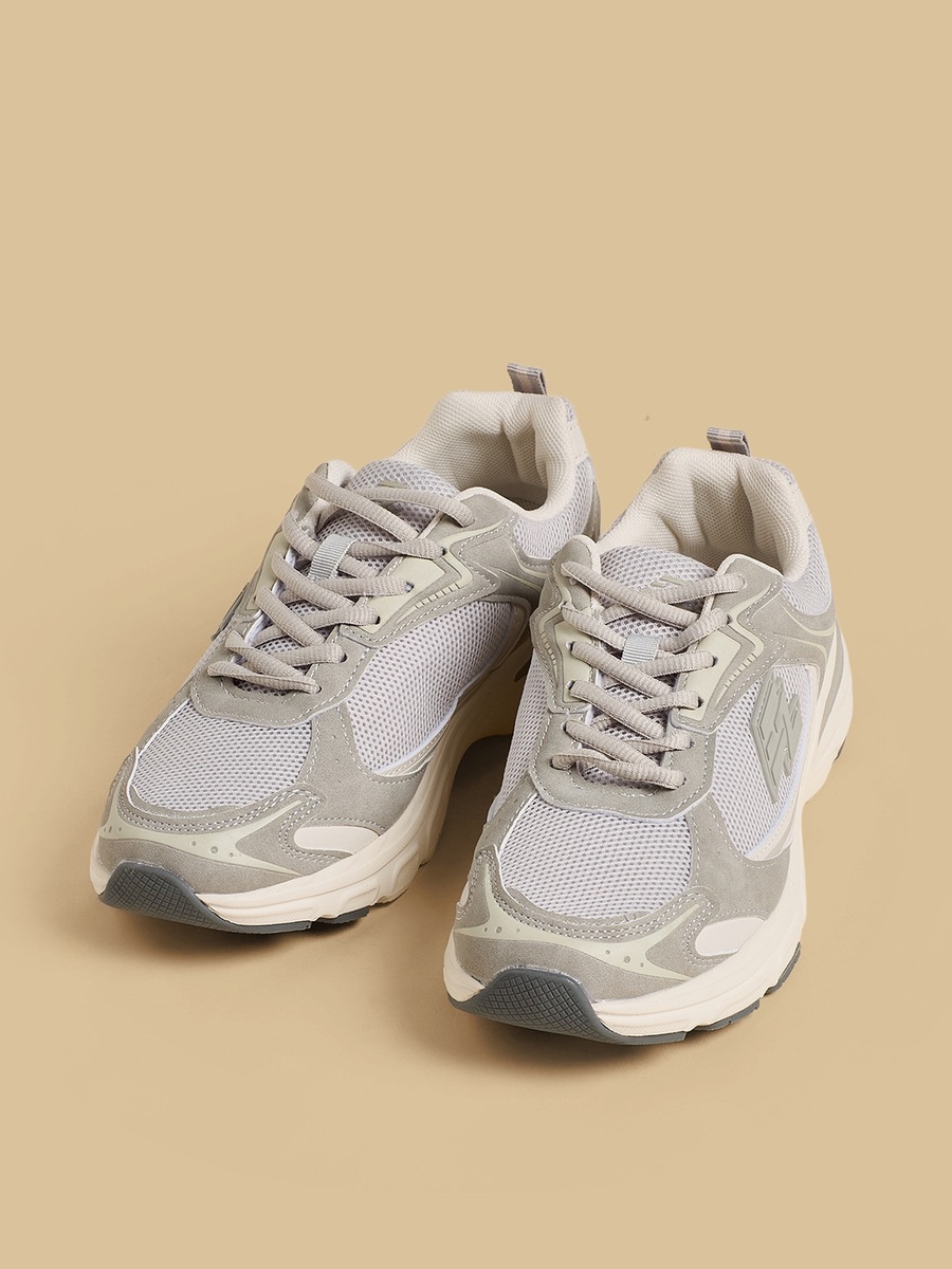 Panelled Lace-Up Sports Shoes