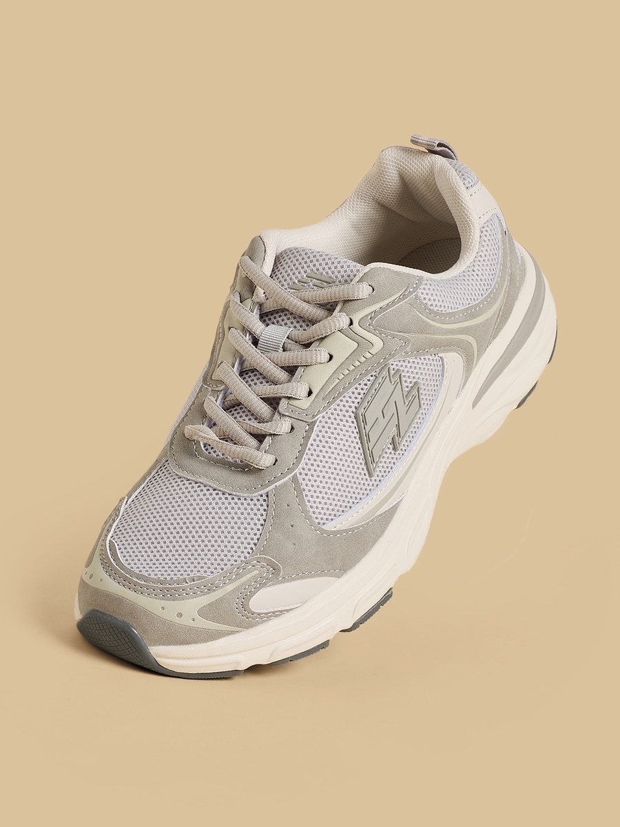 Panelled Lace-Up Sports Shoes