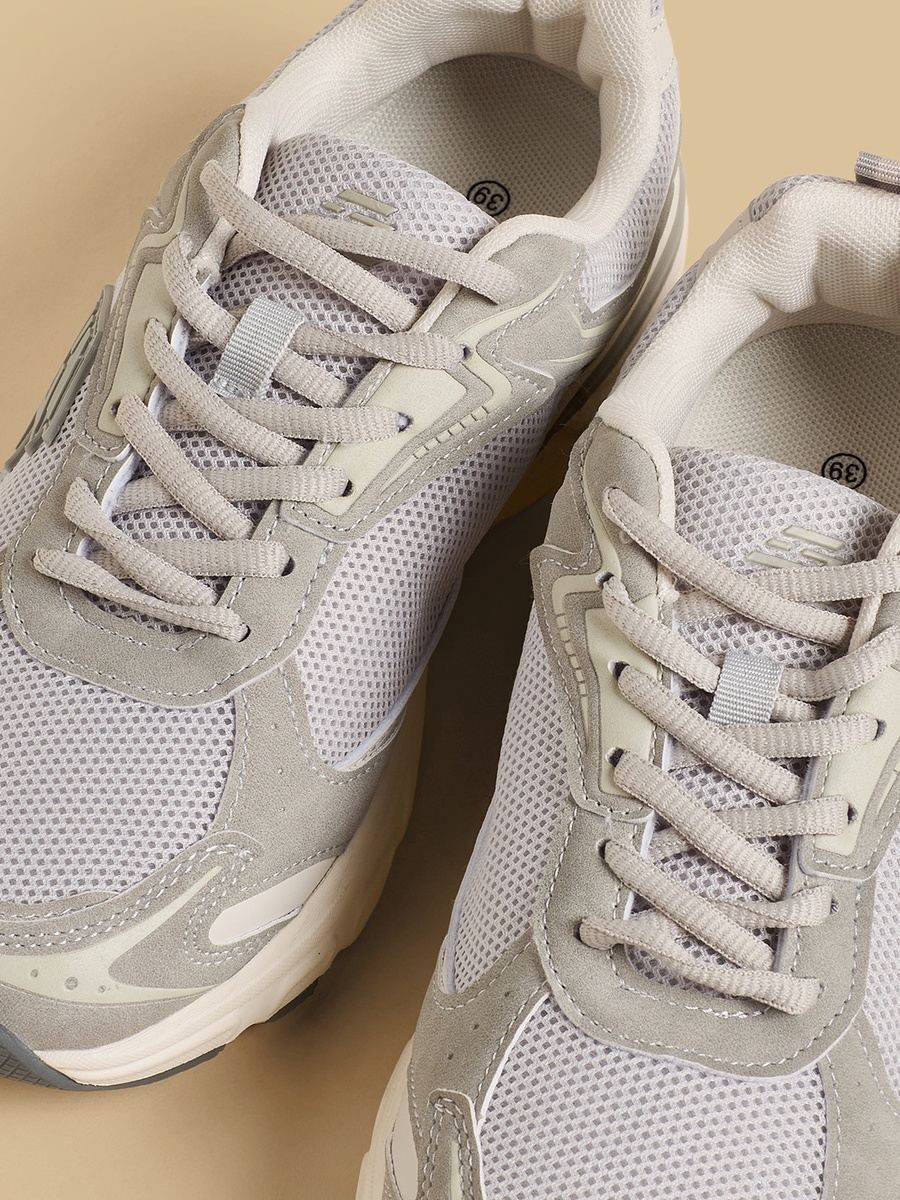 Panelled Lace-Up Sports Shoes
