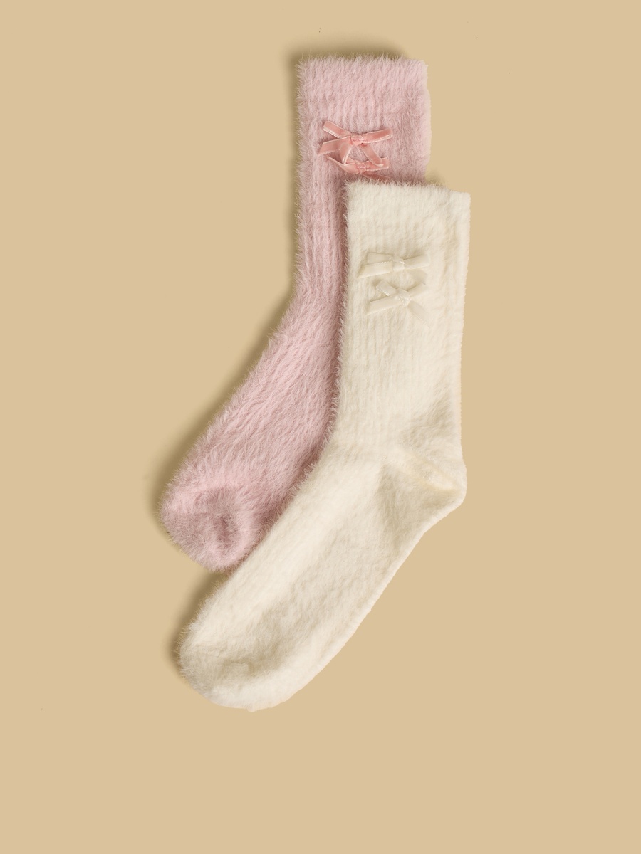 Pack of 2 - Bow Detail Crew Length Socks