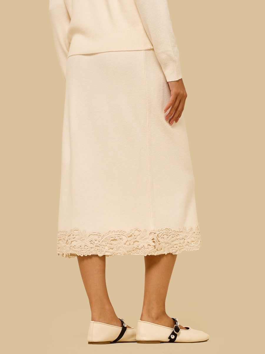 Lace Trim Midi Skirt