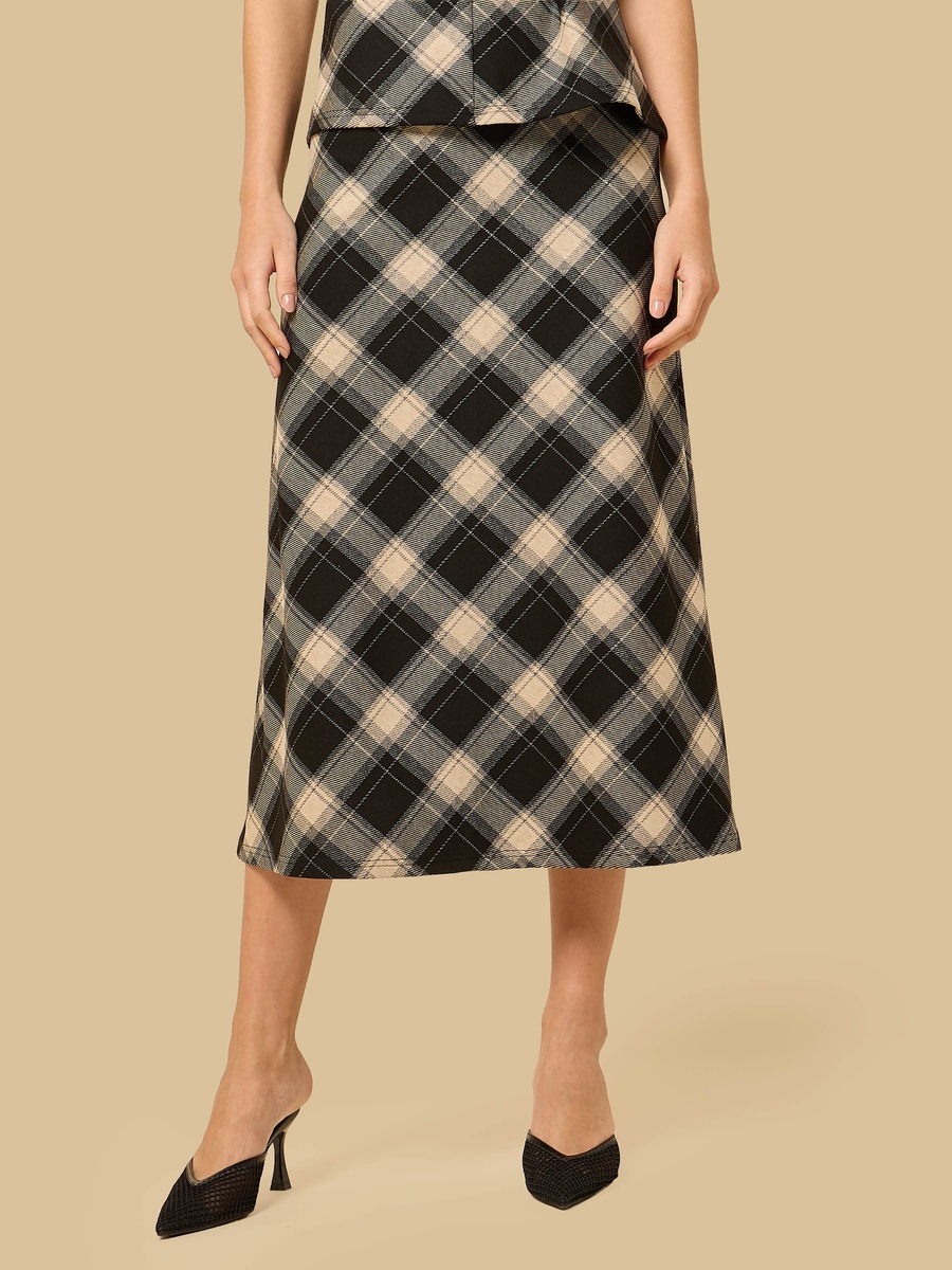 Checked Midi Skirt