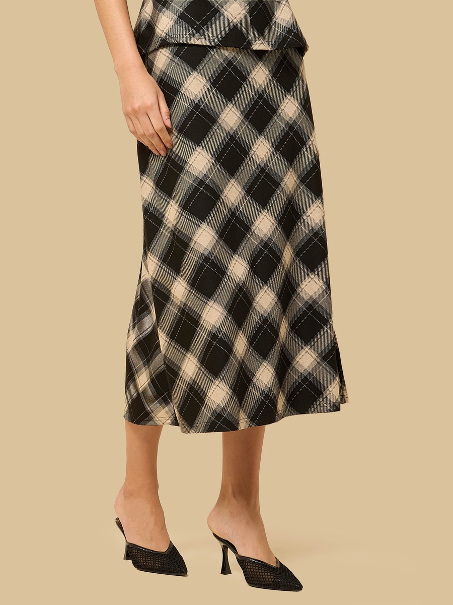 Checked Midi Skirt