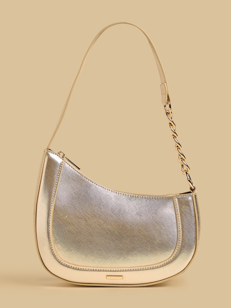 Metallic Shoulder Bag with Chain Strap