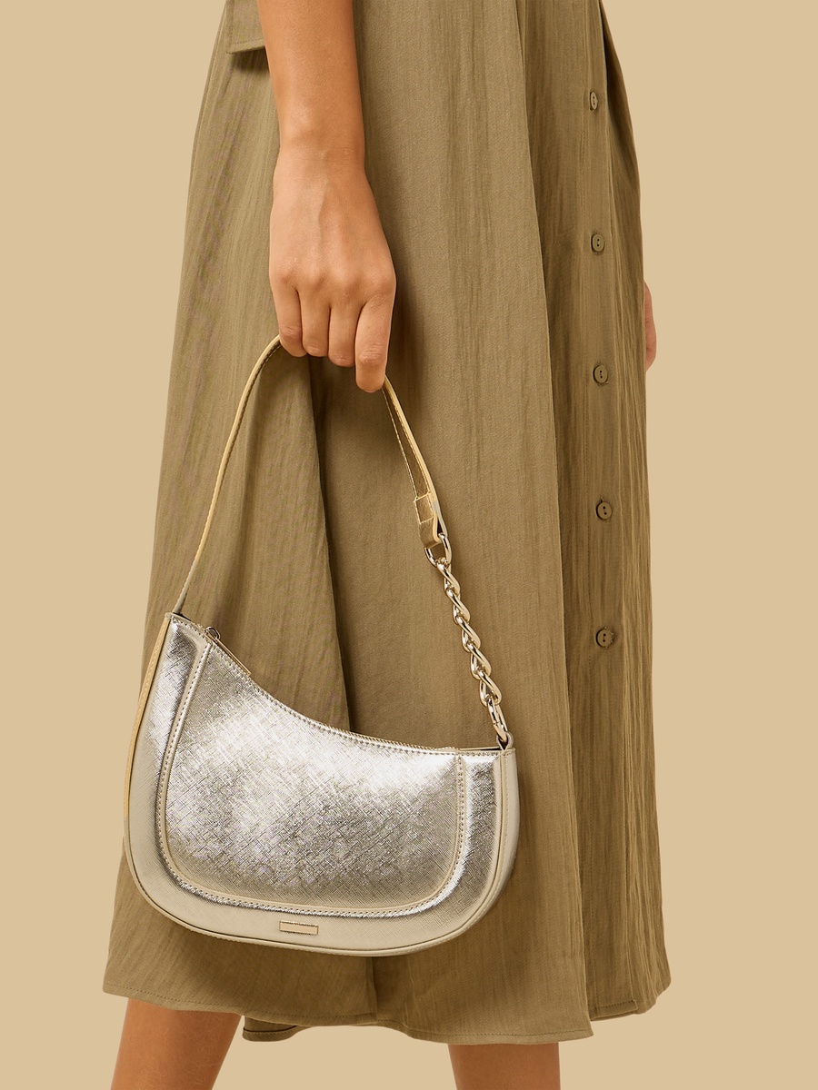 Metallic Shoulder Bag with Chain Strap
