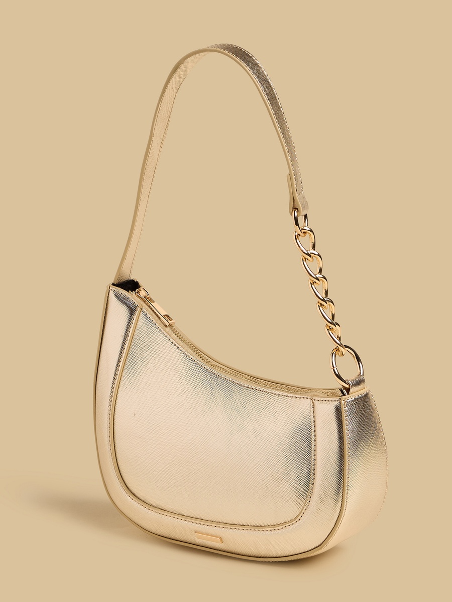 Metallic Shoulder Bag with Chain Strap