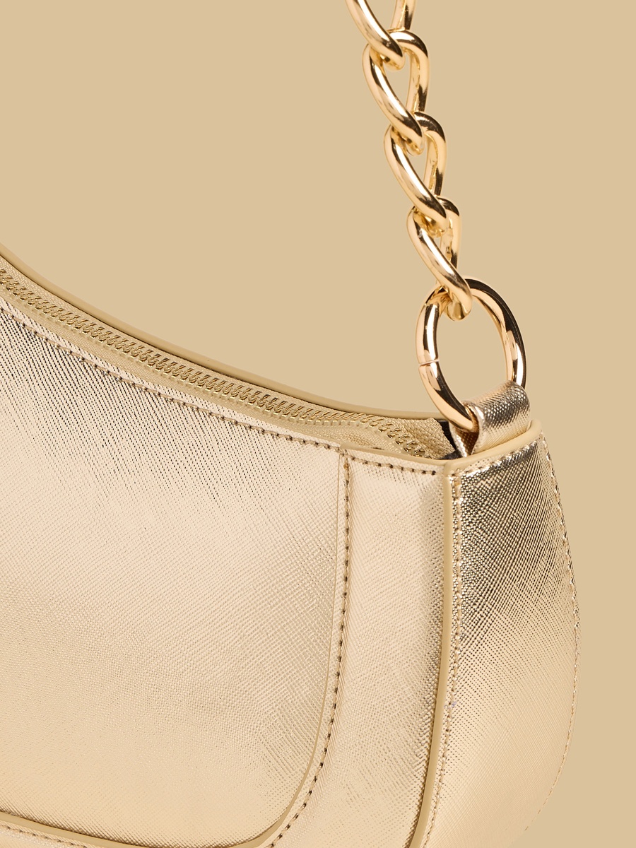 Metallic Shoulder Bag with Chain Strap