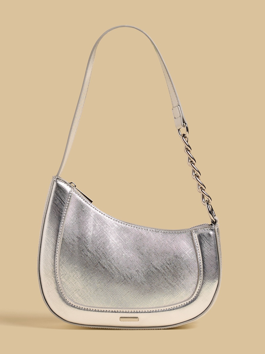 Metallic Shoulder Bag with Chain Strap