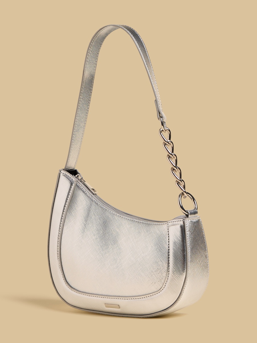 Metallic Shoulder Bag with Chain Strap