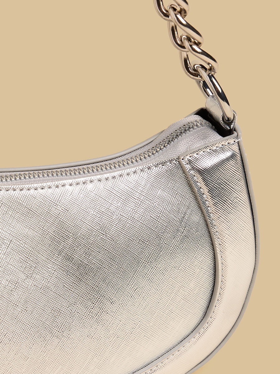 Metallic Shoulder Bag with Chain Strap