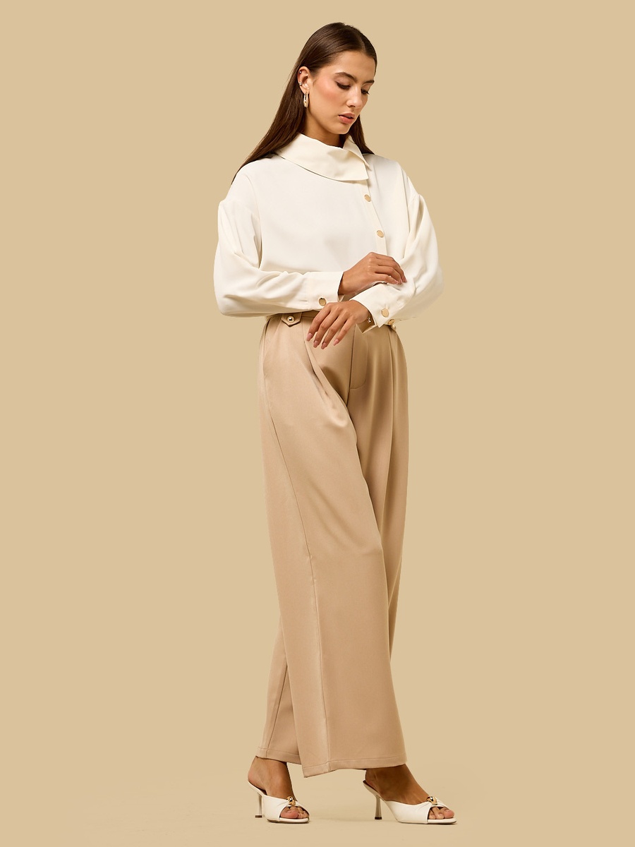 Textured Shirt with Asymmetric Collar