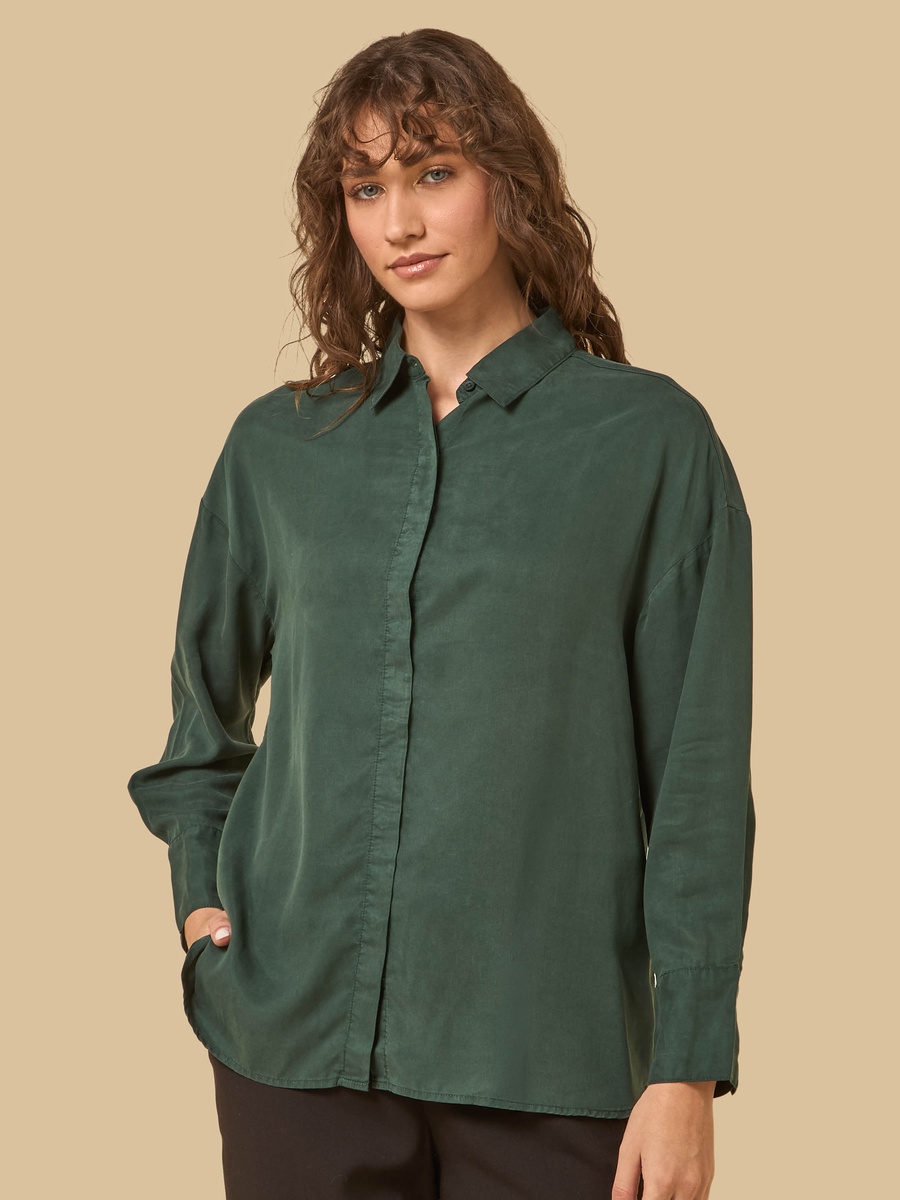 Concealed Placket Lyocell Shirt