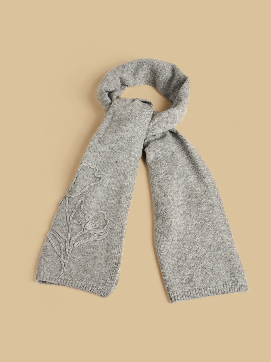 Scarf with Floral Embroidery