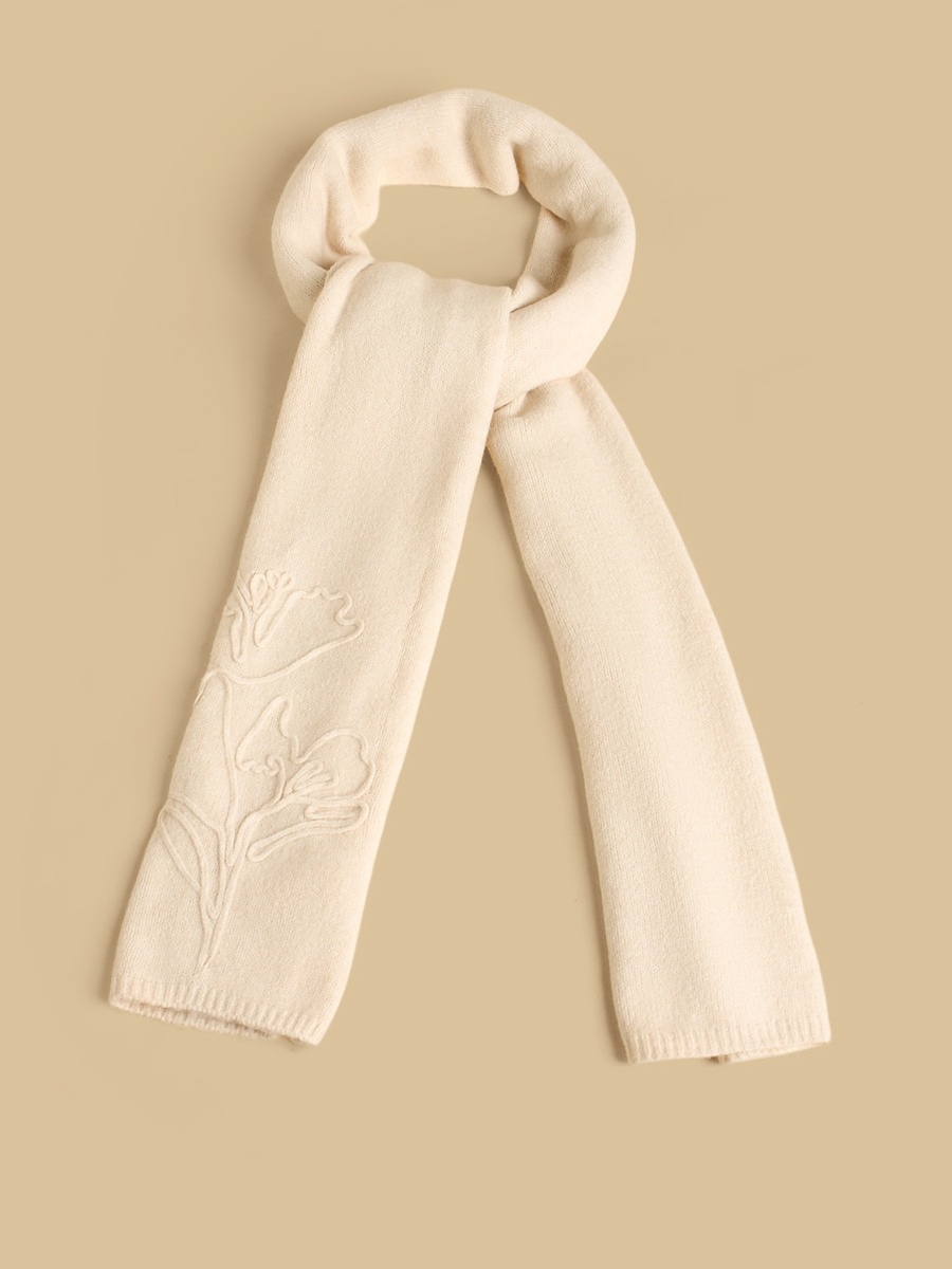 Scarf with Floral Embroidery