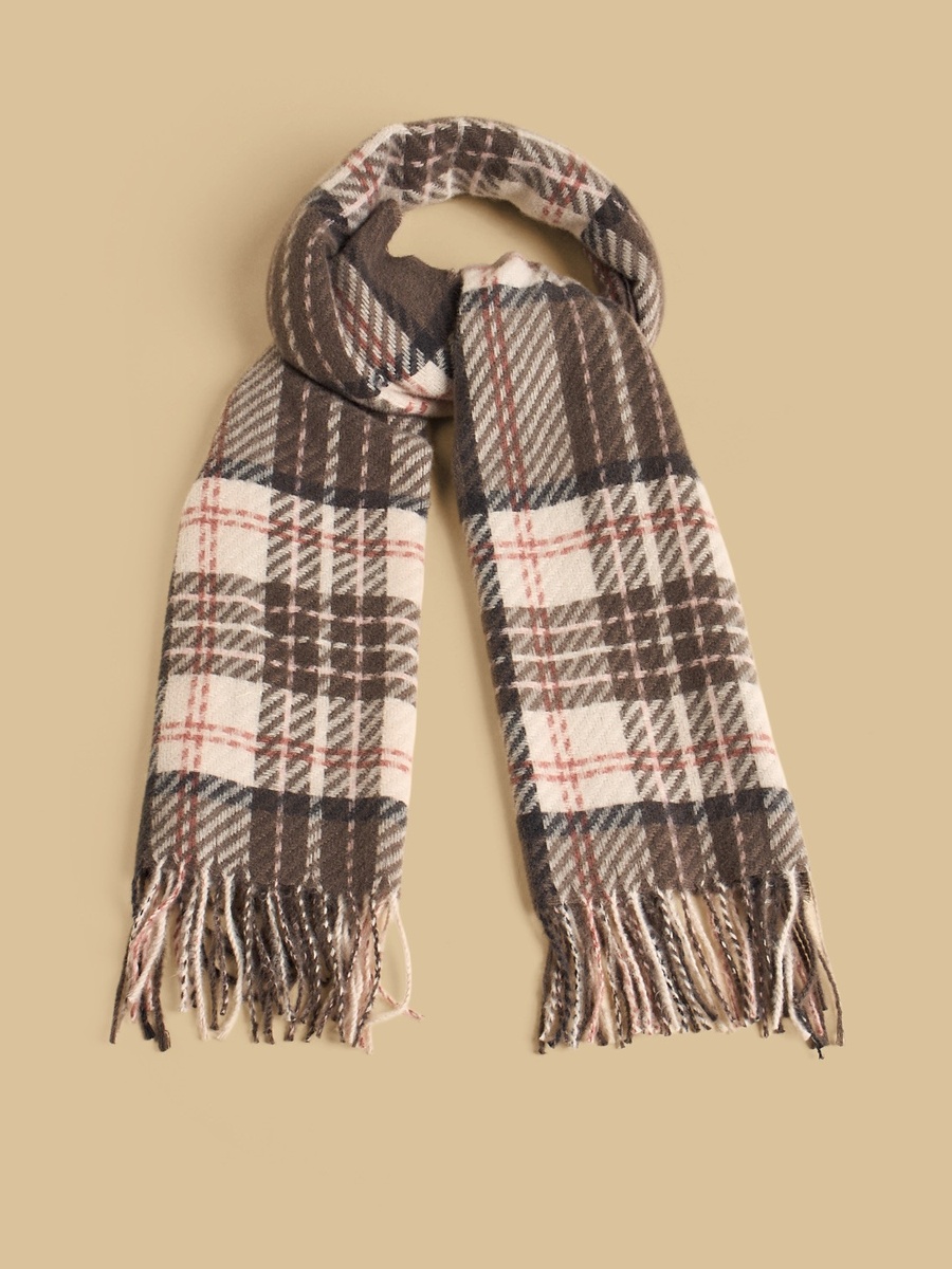 Checked Scarf with Tassels