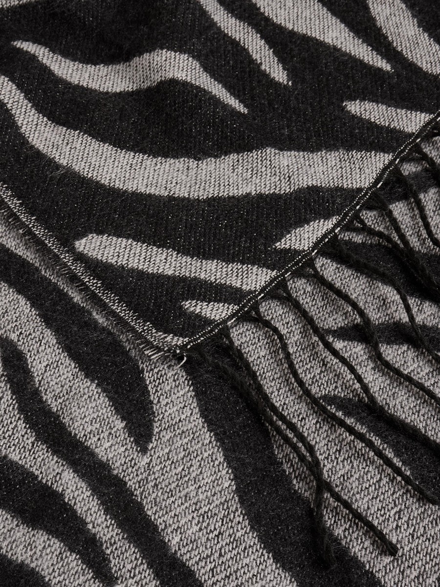 Abstract Print Scarf with Tassels