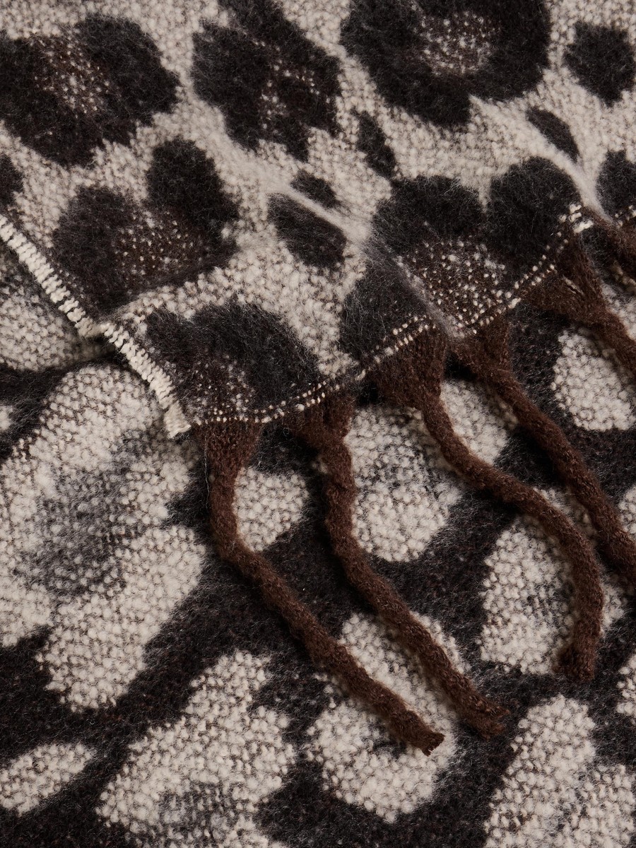 Animal Print Scarf with Tassels