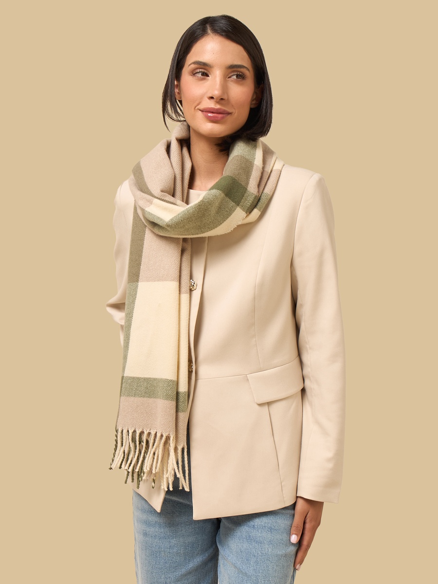 Checked Scarf with Fringes