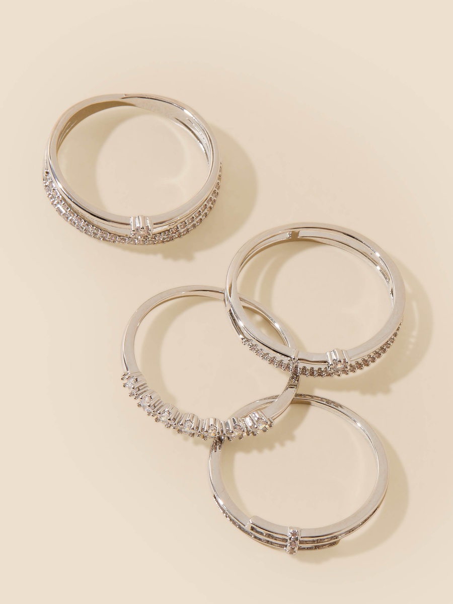 Pack of 4 - Stone Embellished Ring