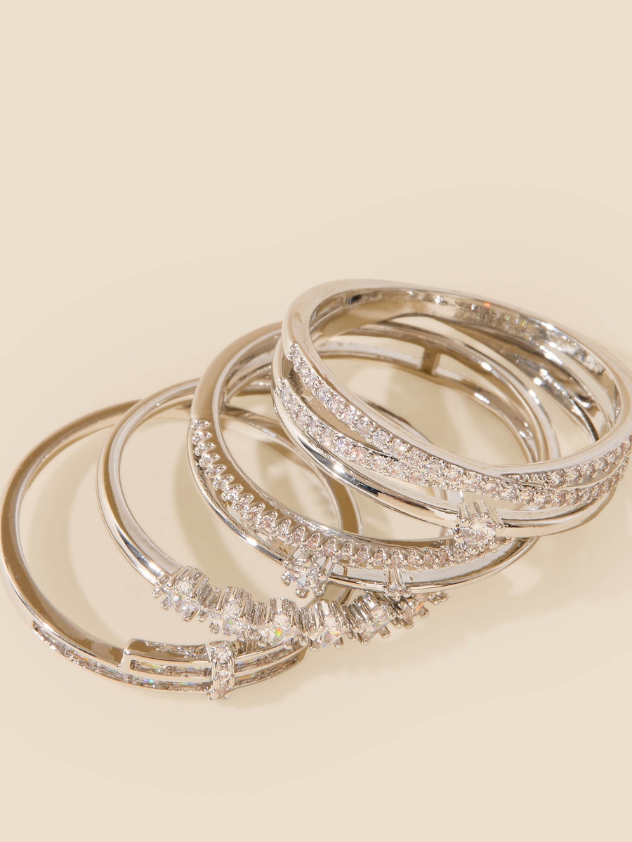 Pack of 4 - Stone Embellished Ring