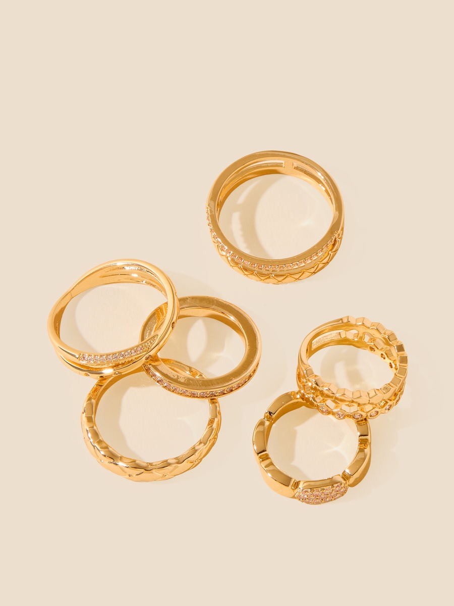 Pack of 6 - Embellished Ring