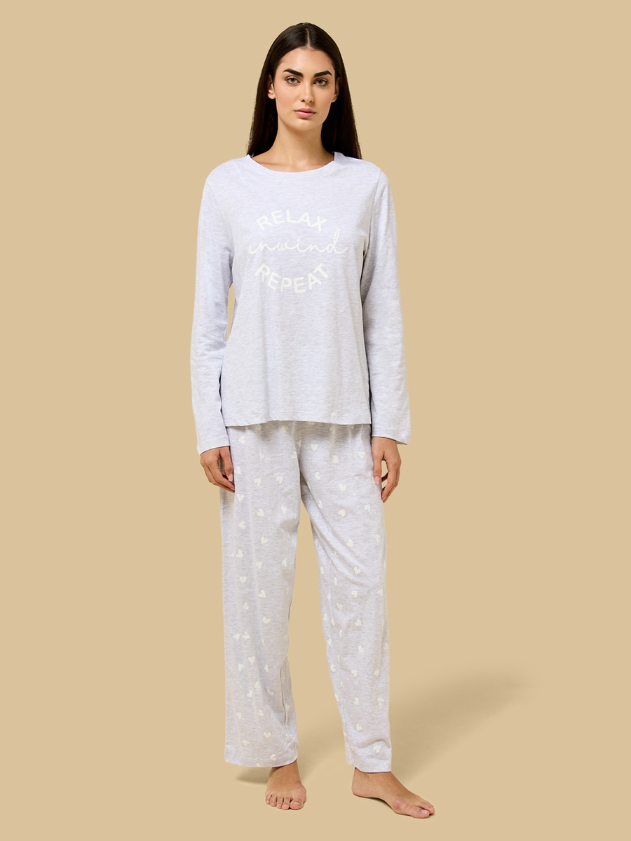 Heart Print Cotton Pyjama Set