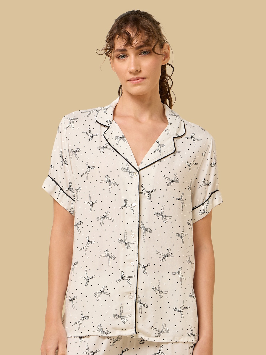 Bow Print Viscose Pyjama Set