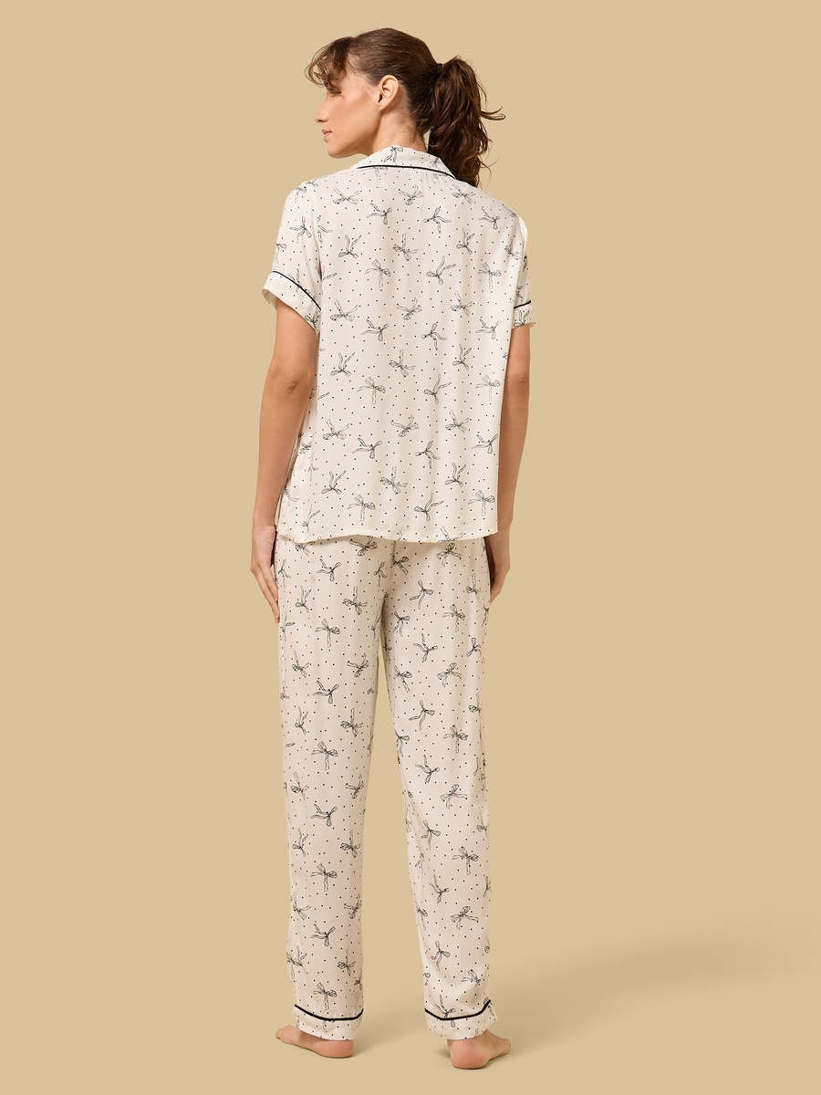 Bow Print Viscose Pyjama Set