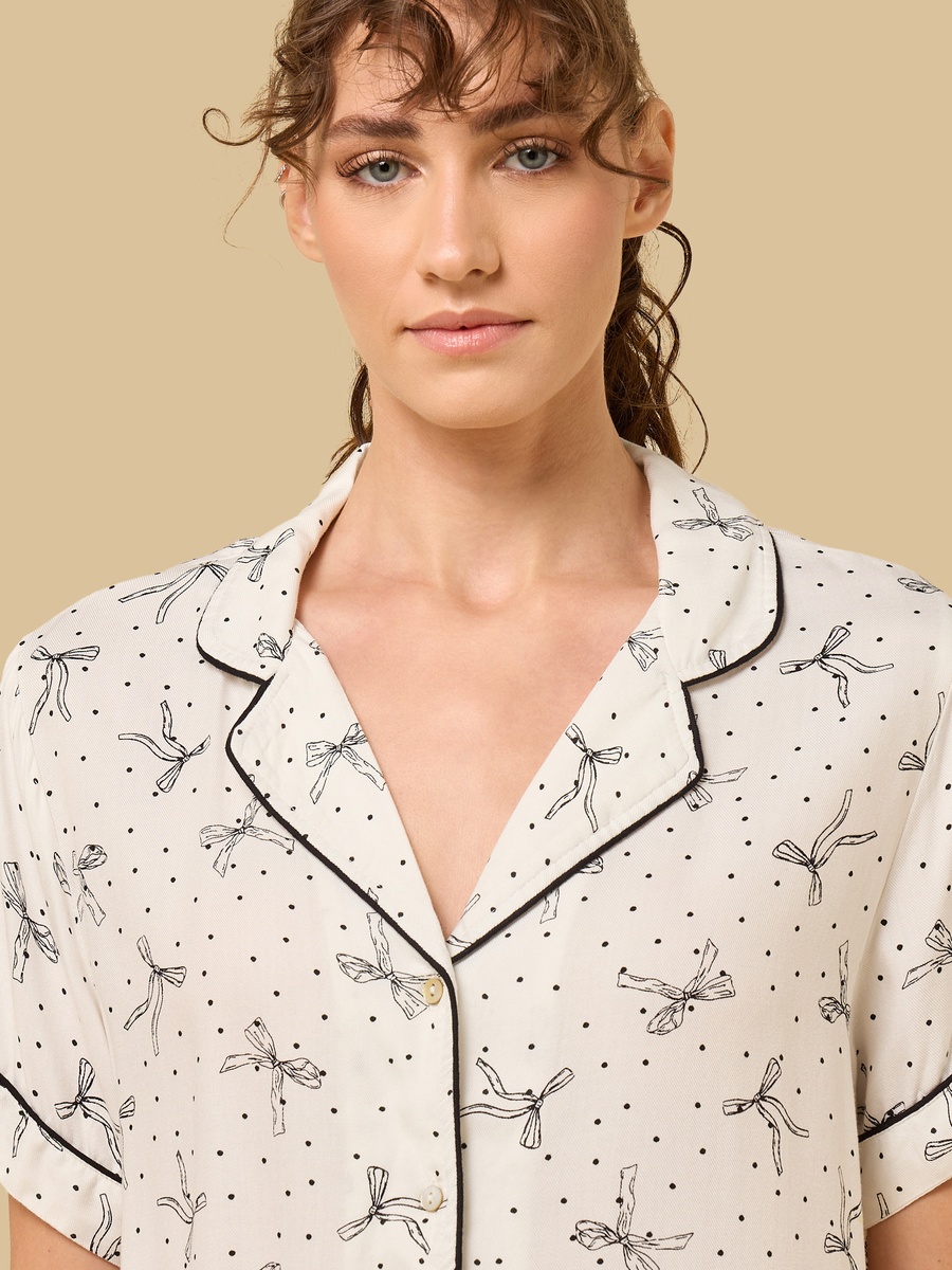 Bow Print Viscose Pyjama Set
