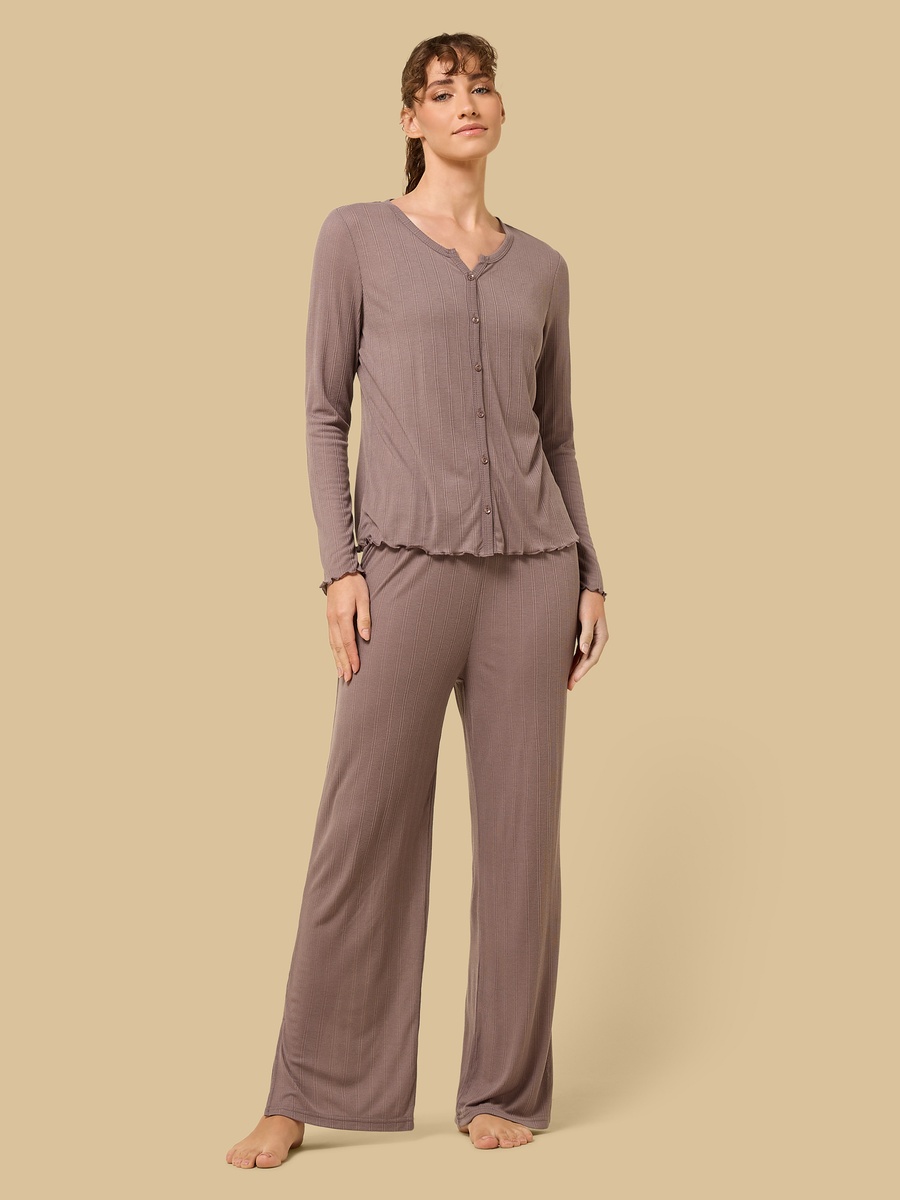 Lace Trim Pyjama Set with Cardigan