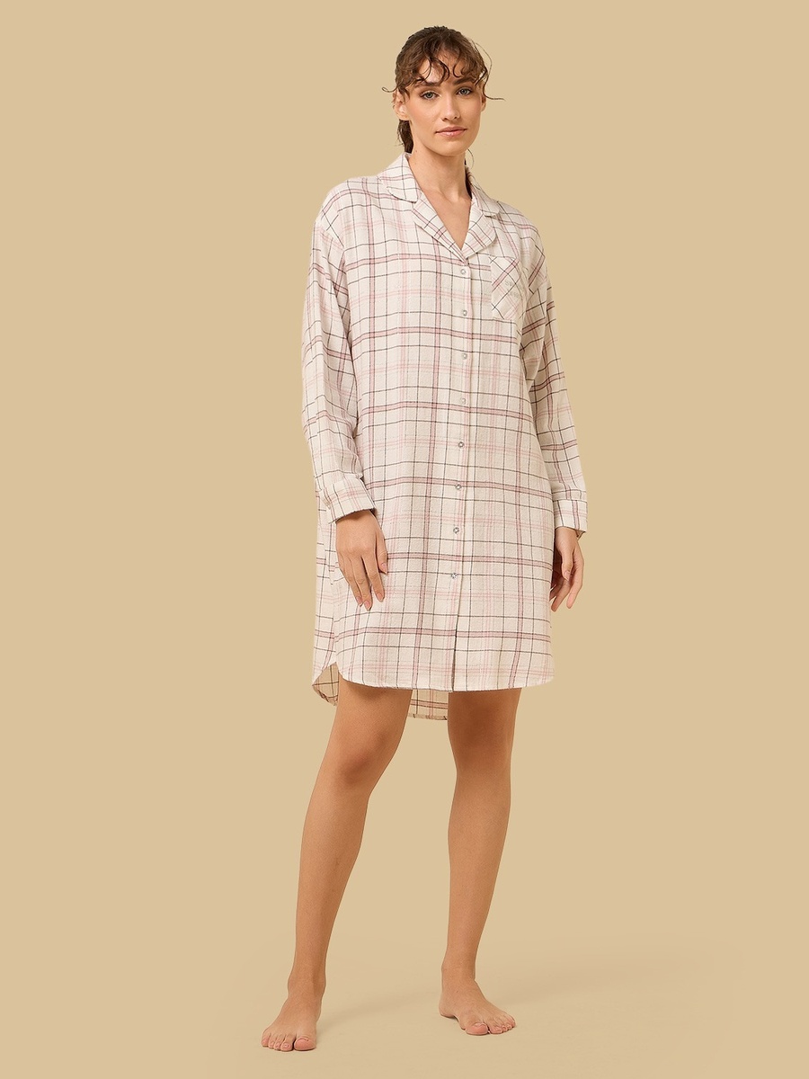 Checked Button Through Sleepshirt